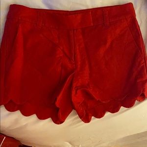 Red scalloped jcrew shorts